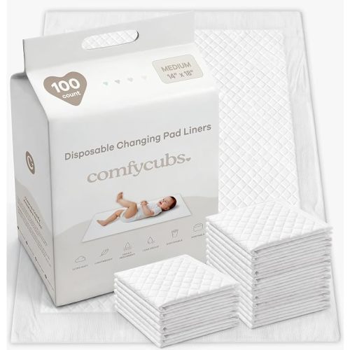 Comfy Cubs Baby Changing Pad Liners 17.7 in x 13.8in Medium 100 Pack