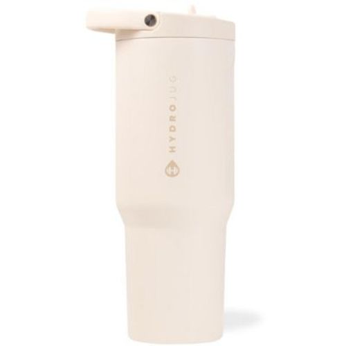 HydroJug Sport – Insulated Stainless Steel Water Bottle with Flip Straw & Bucket Handle, Leakproof – 40oz, Cream