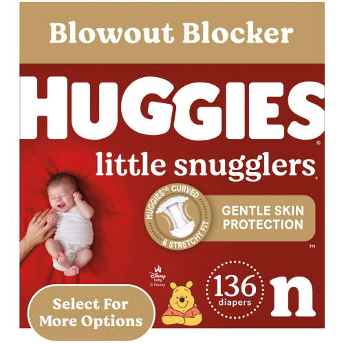 Huggies Little Snugglers Baby Diapers, Size Newborn (Up to 10 lbs), 130 Ct (Select for More)
