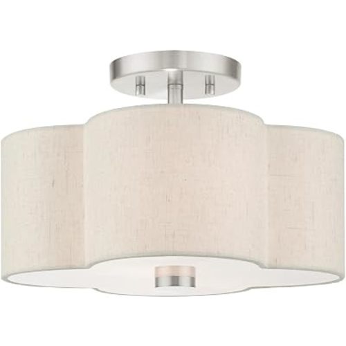 Livex Lighting 2 Light Brushed Nickel Semi Flush 13 x 13 x 8.5