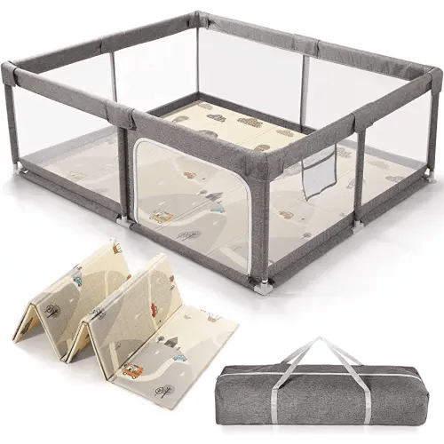 UANLAUO Baby Playpen with Mat, Baby Playard, Baby Play Yard, Large Play Pens for Babies and Toddlers, BPA-Free, Non-Toxic, Safe No Gaps, Indoor & Outdoor Kids Activity Center, 71 x 59in