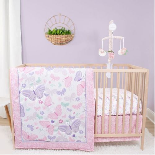 The Peanutshell Butterfly Song Crib Bedding Set and Mobile - 4 Piece Set