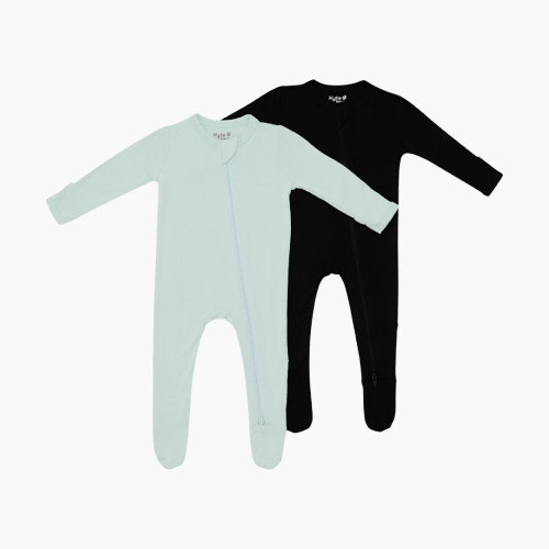 Kyte Baby Zipper Footie Bundle (2 Pack) - Black/Green, 0-3 M