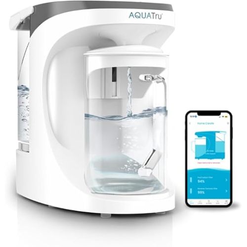 AquaTru Carafe Smart | Countertop Water Purifier for PFAS and Other Contaminants with Exclusive 4-Stage Ultra Reverse Osmosis Technology (No Plumbing or Installation Required) | BPA Free