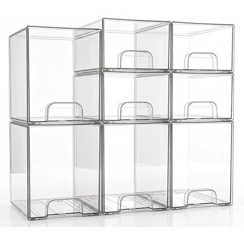 Bottle Storage Organizer Baby: Clear Stackable Storage Drawers, Acrylic Bottles Station Organizer for Countertop, Vanity, Bathroom, Cabinet Organization - 5 Pack