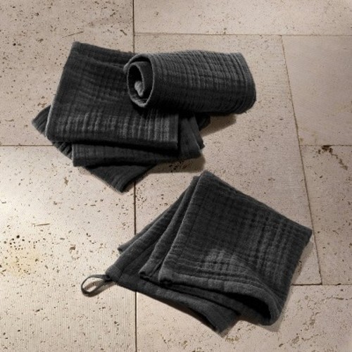 5pk Organic Gauze Washcloth Set Black - Casaluna™