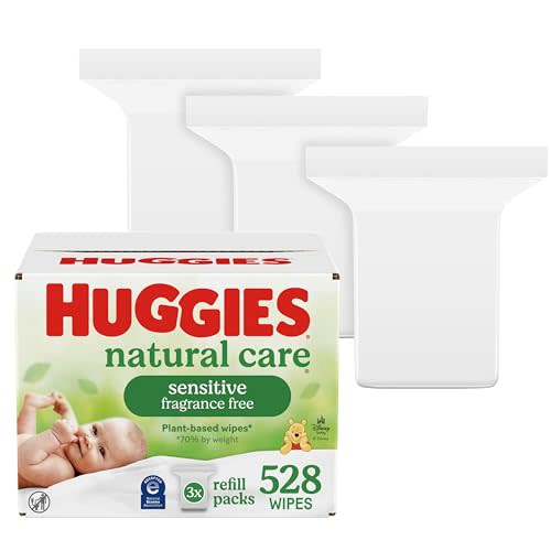 Huggies Natural Care Sensitive Baby Wipes, Unscented, Hypoallergenic, 99% Purified Water, 3 Refill Packs (528 Wipes Total)