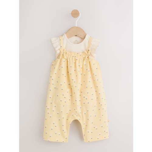 0-3mo Yellow Ditsy Baby Jersey Dungarees and Bodysuits Set 2 Piece (0mths-3yrs)