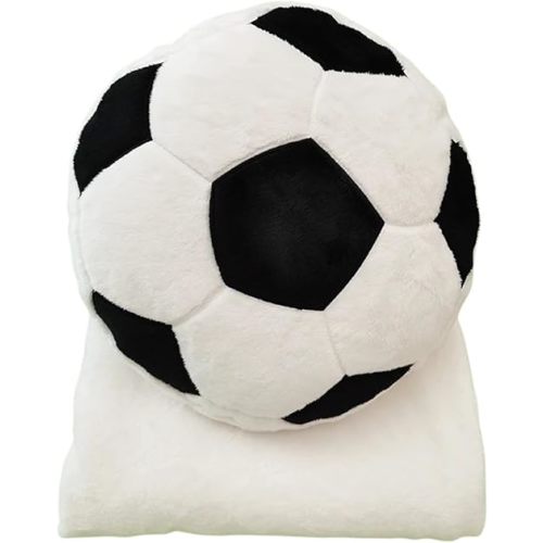 Cozy Soccer-Themed Plush Pillow & Blanket Set – Perfect Soccer Gift for Kids and Teens – Soft Toddler Blanket and Football Decor Ideal for Boys Rooms – Cozy Travel