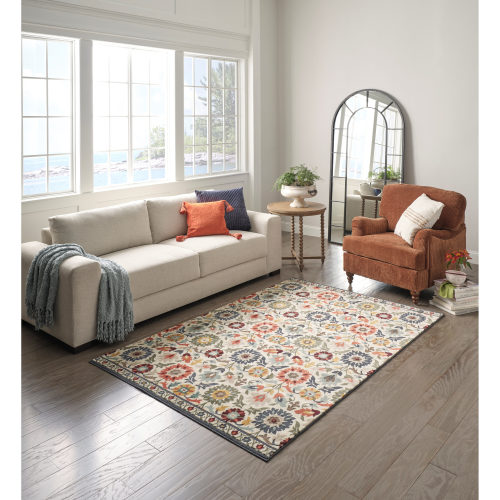 allen + roth Pointed Wonderlust 5 x 8 (ft) Loomed Polyester/Polypropylene Multicolor Rectangular Indoor Floral/Botanical Farmhouse/Cottage Spot Clean Only Pet Friendly Area rug