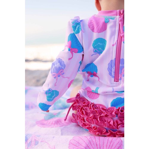 Swim Rash Guard With Ruffle Bottom | Seaside Sweetie