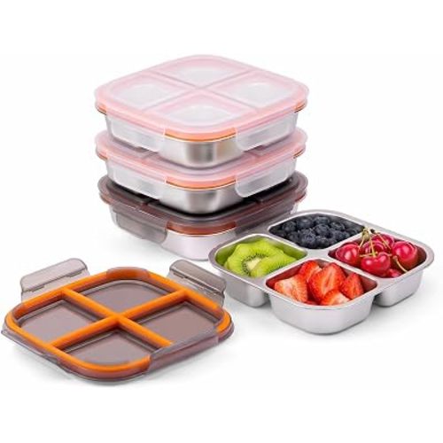20 oz Stainless Steel Snack Containers with Leakproof Lids, 4 Pack