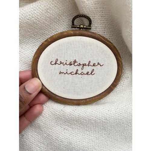 Hand Embroidered Baby Announcement Christmas Ornament: Personalized Keepsake