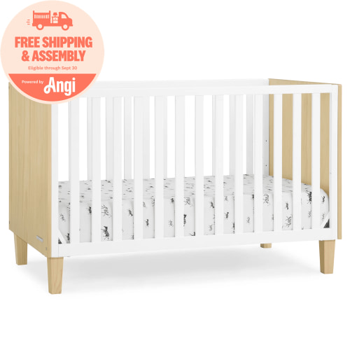 Delta Children Sonny 4-in-1 Convertible Baby Crib, Natural/Bianca White