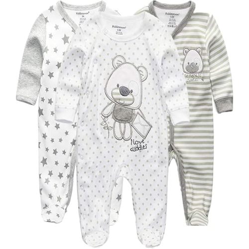 Kiddiezoom Baby and Toddler Boys'Snug Fit Footed One-Piece Romper Jumpsuit Cotton Cotton Footed Outfit