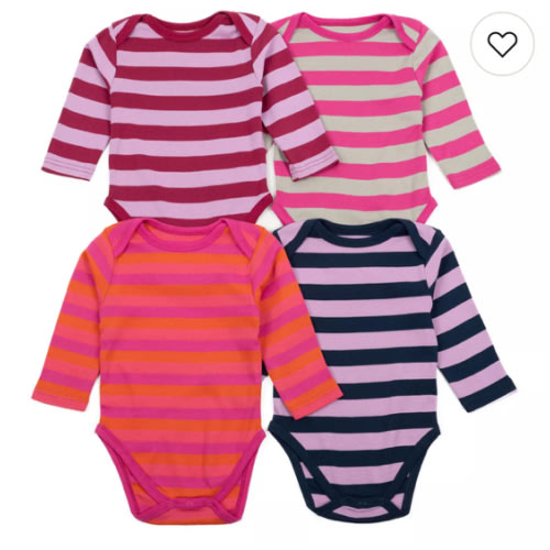 Leveret Baby Four Pack Long Sleeve Bodysuit Girls Stripe 1