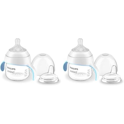 Philips Avent Natural Trainer Cup with Extra Fast Flow Natural Response Nipple (Flow 5) and Soft Spout, 5oz, SCF263/01 (Pack of 2)