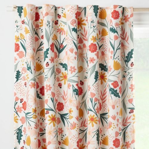 63" In The Garden Full Printed Blackout Kids' Curtain Panel - Pillowfort™: Pink Floral, Recycled Polyester, Oeko-tex Certified