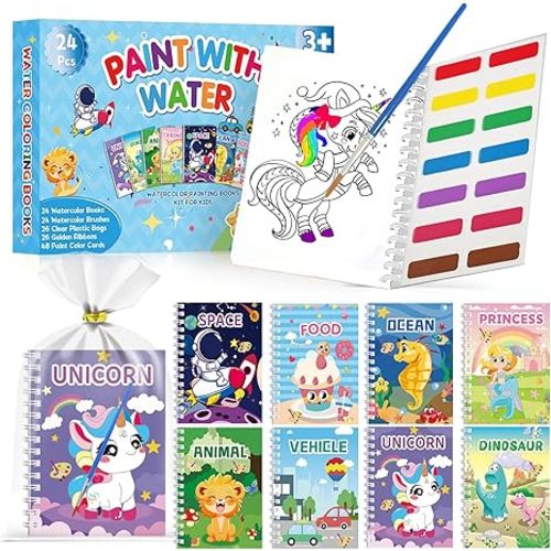Elover 24 Pack Water Coloring Book for Kids Party Favors Bulk Coloring Books for Kids Ages 4-8 Birthday Arts and Crafts Goodie Bag Stuffers School Activities