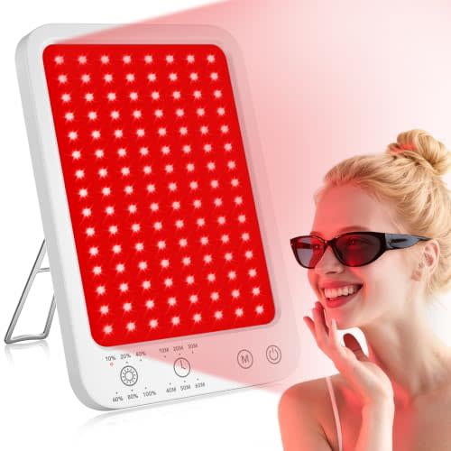 Red Light Therapy for Face Body, Red Light Panel with Adjustable Stand, 660nm and 850nm Near Infrared Therapy Lamp with 3 Modes, 6 Adjustable Brightness and Timer, Home and Travel Use,Gift for Women | Dual Wavelength, Face & Body Use, Infrared Therapy,...