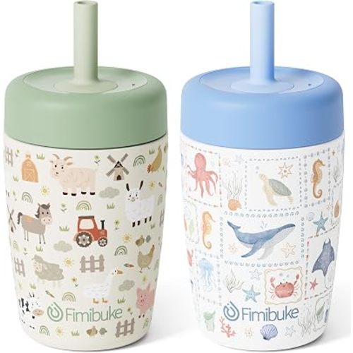 Fimibuke Toddler Cups Spill Proof, 12 OZ Sippy Cup for Toddler Water Bottle