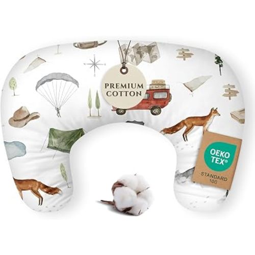 1-Pack Premium New Boppy Nursing Pillow Cover - Ultra Soft & Stretchy 96% Cotton, Breastfeeding Pillow Cover for Baby Boys and Girls (Explore)