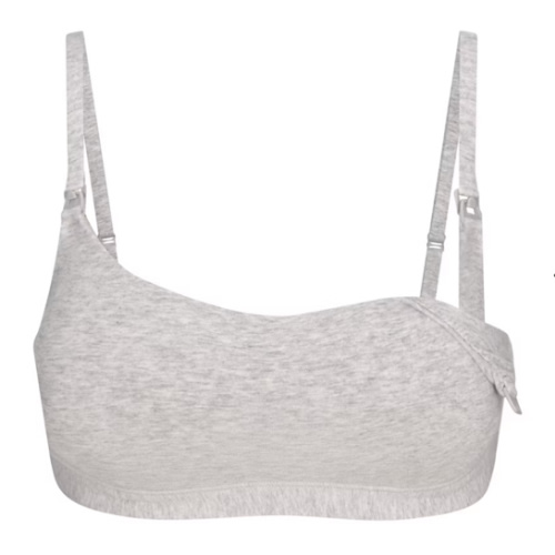 COTTON JERSEY MATERNITY NURSING SCOOP BRALETTE | LIGHT HEATHER GREY