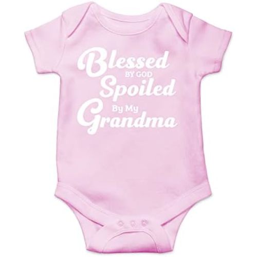 CBTwear Bless by God Spoiled by My Grandma - Baby Clothes - Funny Newborn Bodysuit Outfits for Boys and Girls