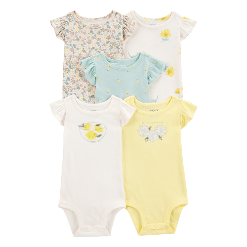 Baby Girl 5-Pack Short-Sleeve Lemon Bodysuits - Carter's | Carter's