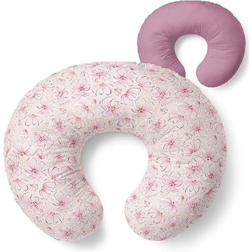 Pobibaby 1-Pack Premium Nursing Pillow Cover - Ultra Soft & Stretchy 96% Cotton, Breastfeeding Pillow Cover for Baby Boys and Girls (Blossom)