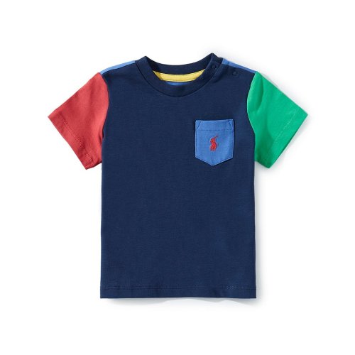 Ralph Lauren Baby Boys Short Sleeve Color-Blocked Pocket T-Shirt