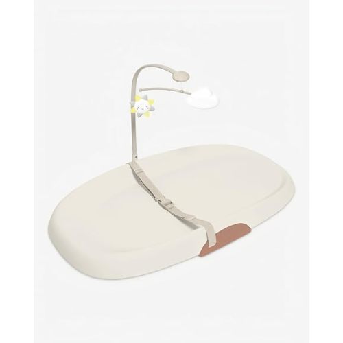 Skip Hop Baby Changing Pad Nursery Style Wipe-Clean Contoured with Cushioned Foam, Non-Skid Base, Built-in Safety Belt & Tuck-Away Toy Bar Fits Standard Changing Tables, Oat