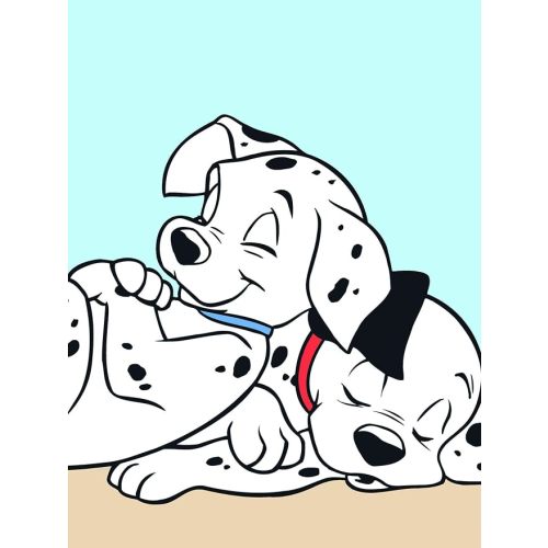 Komar Disney Wall Picture 101 Dalmatian Cuddle | Children's Room, Baby Room, Decoration, Art Print | Size 30 x 40 cm (Width x Height) | Without Frame | WB004-30 x 40 cm