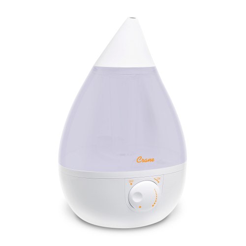 Crane Drop 1 Gallon Ultrasonic Cool Mist Humidifier, Clear/White, White, Blue/White