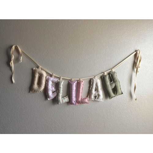 Custom Fabric Name Banner – Frayed Edge Nursery Decor