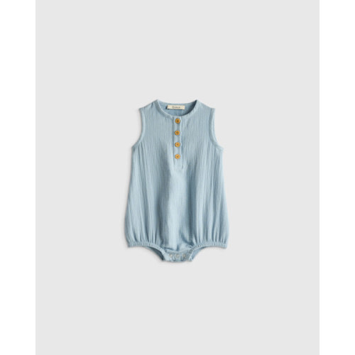 100% Organic Cotton Gauze Bubble Romper in Ocean Breeze