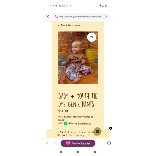 Baby + Youth Tie Dye Genie Pants