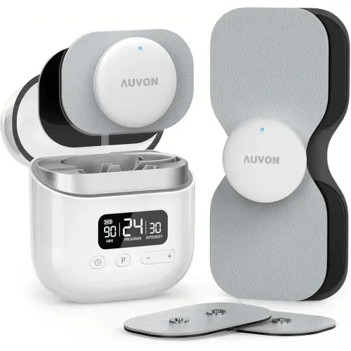 AUVON Wireless 24 Modes TENS Unit Muscle Stimulator for Pain Relief, Smart Rechargeable TENS Machine with Dual Size 6 TENS Pads for Physical Therapy, Pocket-Size TENS Device for Shoulder & Back Pain