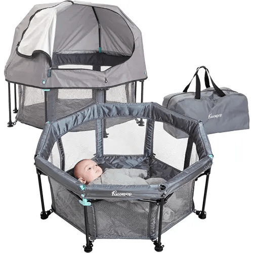 hiccapop MiniPod Baby Dome for On the Go | Travel Baby Tent for Beach Protects from Sun, Wind, Bugs | Lightweight Portable Baby Bed, Baby Beach Tent for Baby | On the Go Baby Dome for Outside & Inside