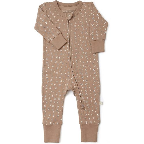 Makemake Organics GOTS Certified Organic Baby Clothes 2-Way zip romper Footie Onesie Gender Neutral Baby Boy Girls - Strokes - 0-3 Months