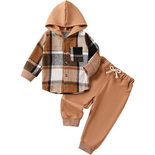 Infant Baby Boy Fall Winter Clothes Outfits Hooded Long Sweatshirt Pants Set Toddler Clothes 6 12 18 24 Months 2T