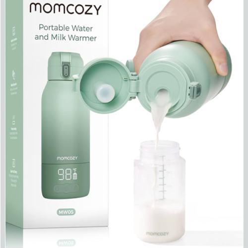 Momcozy Portable Milk Warmer for Travel – Dual Heating Modes for Breast Milk & Water, Portable Bottle Warmer with Fast Heating & Long Battery Life, 17 Ounces Large Capacity to Meet Your All-Day Needs