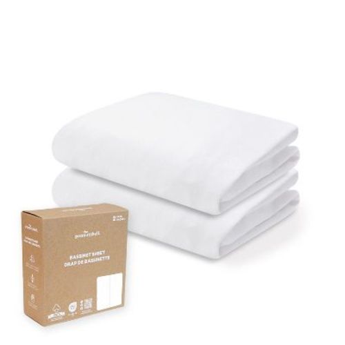 The Peanutshell White Organic Cotton Bassinet Sheets for Baby Boys and Girls, 2 Pack