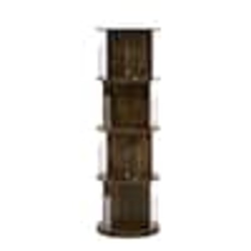 VECELO Brown 4 Tier Rotating Bookshelf - 360 View Display Unique Revolving Storage Rack for Spinning Small Bookcase for Kids KHD-B14-BRN