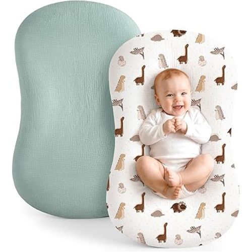 Termichy Baby Lounger Cover Muslin: Soft Cotton Slipcover for Snuggle Me Lounger - Removable & Machine Washable for Daily Use - Zipper-Free & Skin-Friendly for Newborn Girls and Boys
