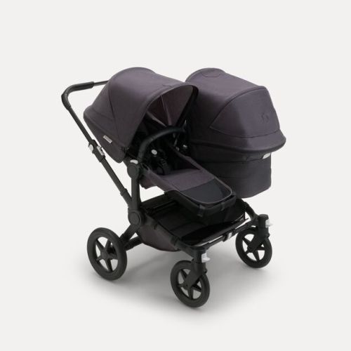 Bugaboo Donkey 5 Duo double stroller mineral washed black sun canopy, mineral washed black fabrics, black base | Bugaboo