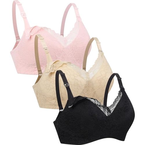 Suekaphin Lace Nursing Bra Wire-Free Fixed Cups for Maternity Breastfeeding Postpartum Women for Nursing Everyday Comfort