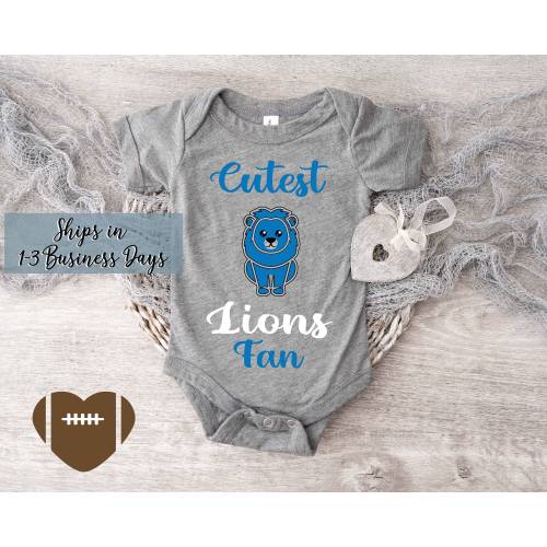 Cutest Lions Fan Babysuit Bodysuit. Personalized Football Fan baby clothes L-0116