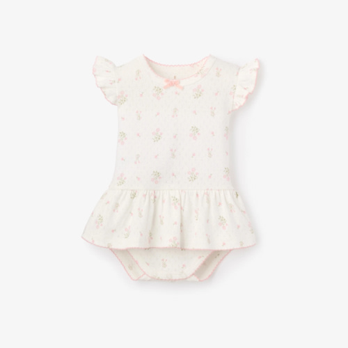 Folklore Floral Organic Cotton Pointelle Bubble Romper – Elegant Baby