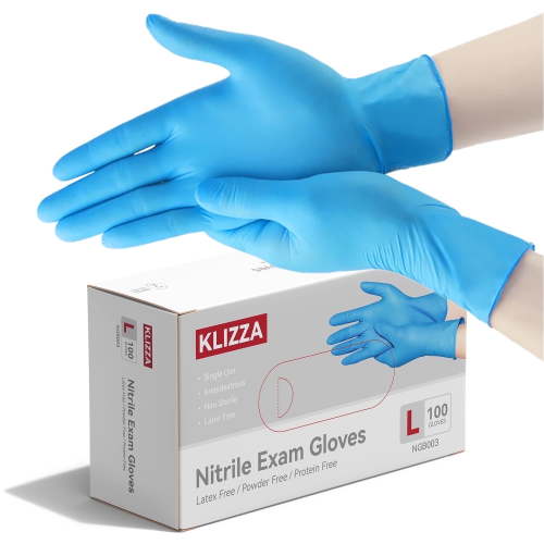 Blue Nitrile Disposable Gloves 100 Count, Latex-Free and Powder-Free, Safe for Food Processing, Beauty Salons, Medical Care, and Household Cleaning